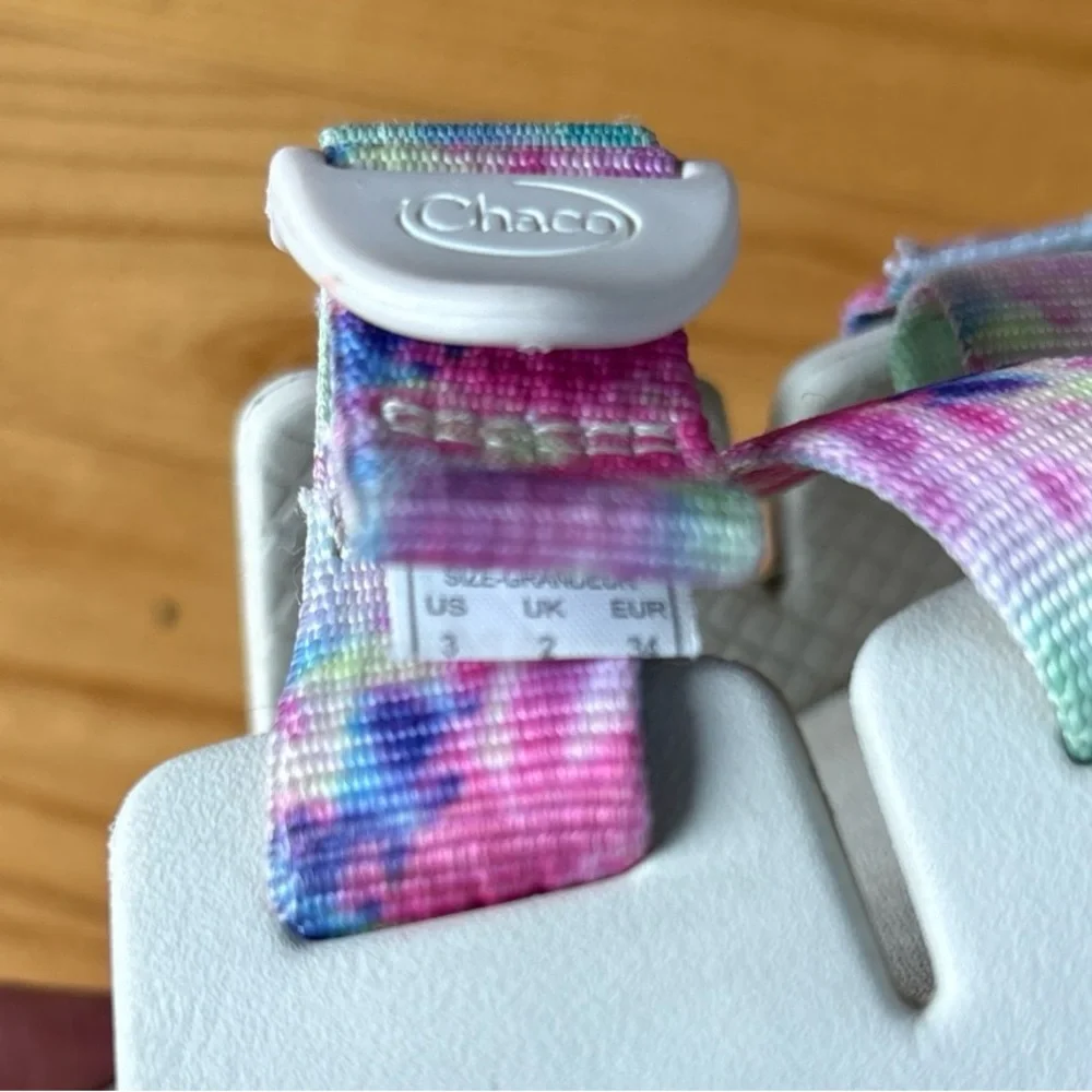 Chaco Chillos Slide Sandals Light Tie Dye Beige Off-white Youth Kid Girls Size 3